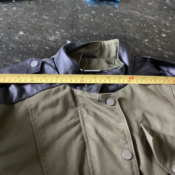 ❤️🇬🇧BNNT CELTIC & CO REAL” leather/cotton biker jacket. US12. UK16. Khaki/blk - Picture 11 of 14